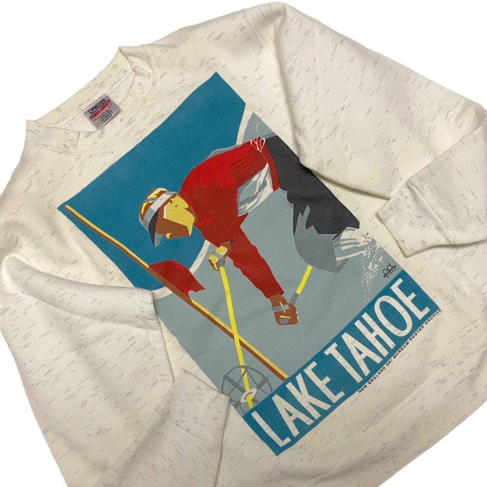 Vintage 90’s Lake Tahoe Crewneck Sweatshirt Ski Graphic Men’s Medium